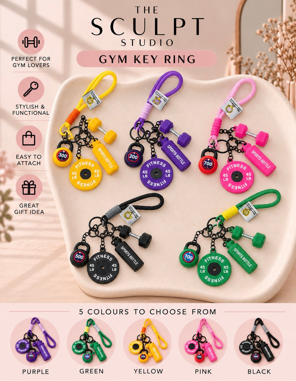 The Sculpt Studio Gym Lover Keyring